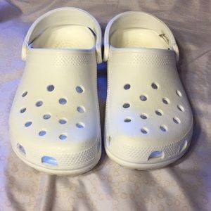 White croc clogs